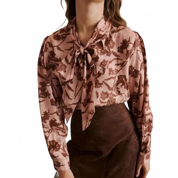NEW TANYA TAYLOR petra long sleeve top in sugarcane multi
